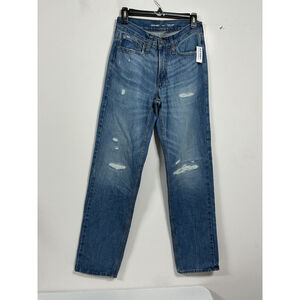 Mens Old Navy Original Loose Built In Flex Distressed Blue Jeans 28x34 NWT